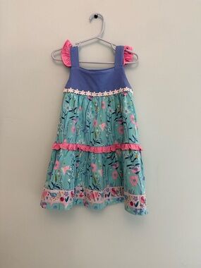 Wildflowers Blue and Pink Floral Tiered Dress
